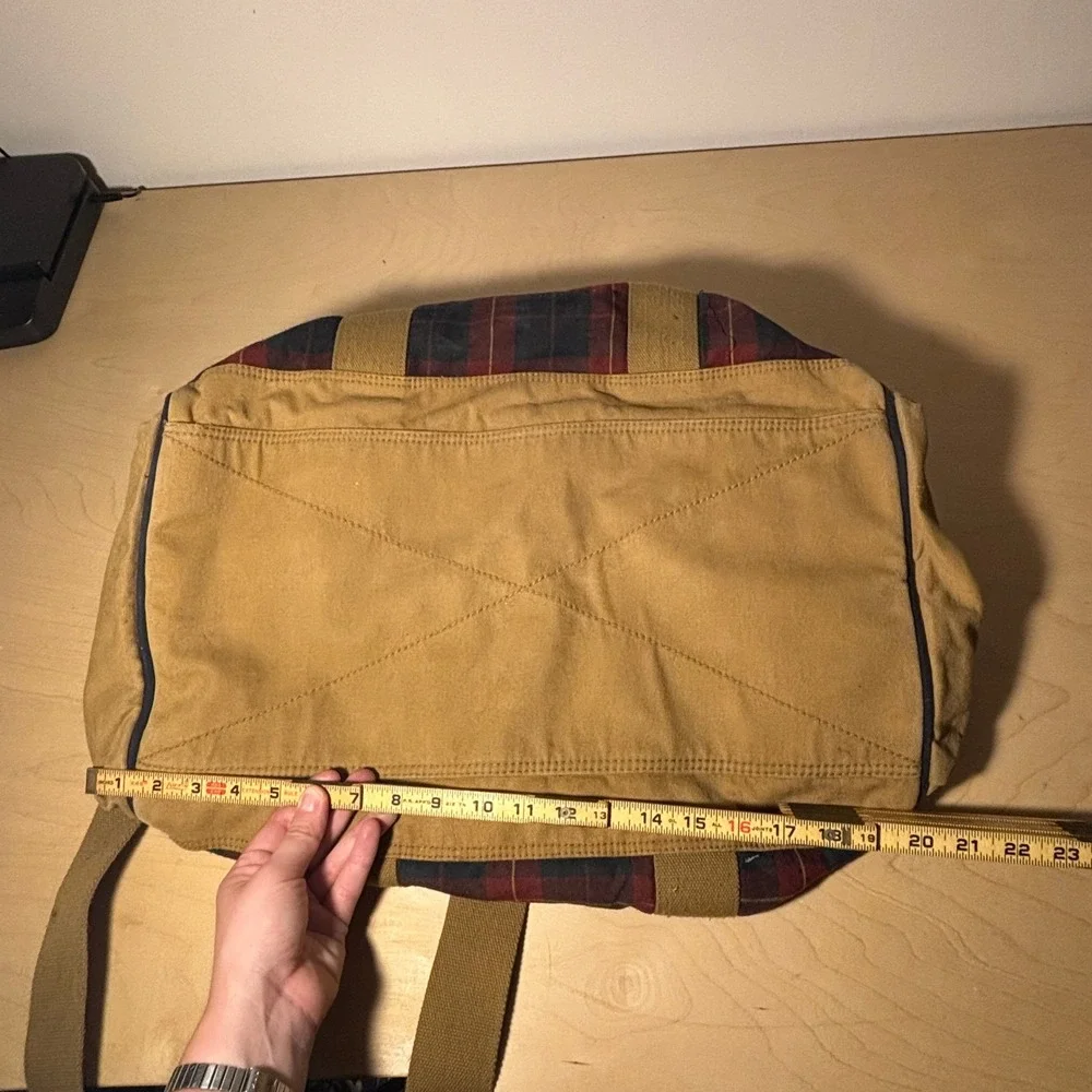 RARE Vtg Y2K American Eagle Duffle Bag Multicolor Plaid Canvas Carry On Weekend
